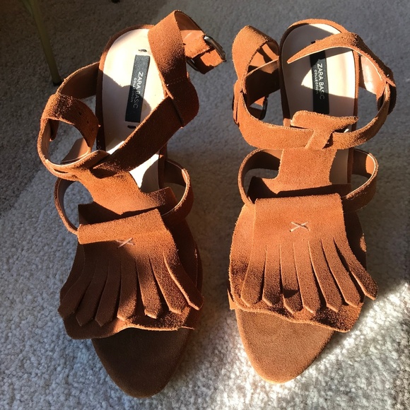Zara Basic Shoes - Zara Basic Brown Suede Wedge